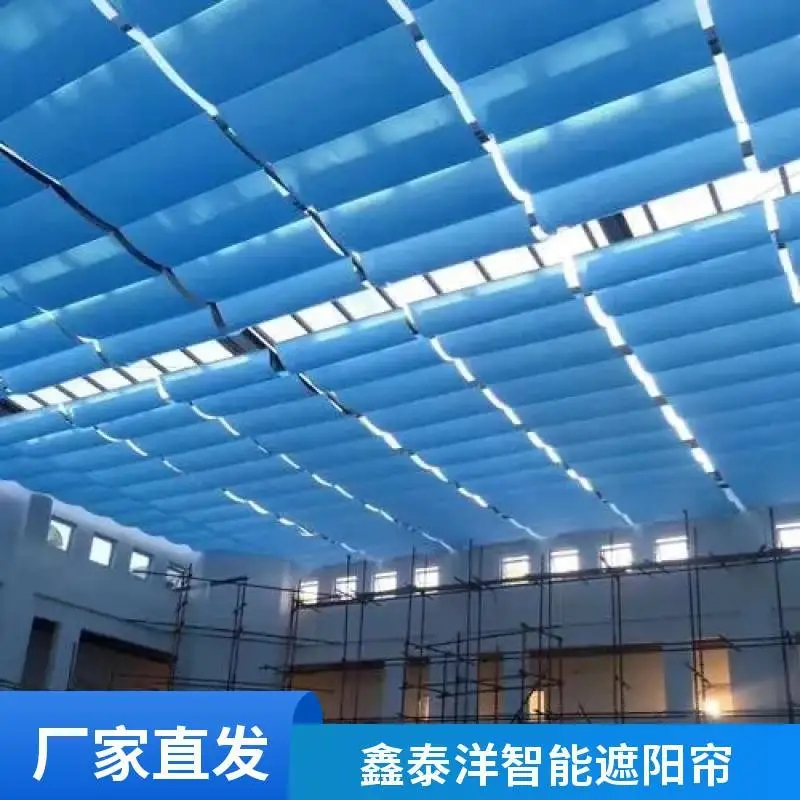 采光顶遮阳帘 阳光房防晒电动遮阳棚 遥控天棚帘 上门测量安装 米色