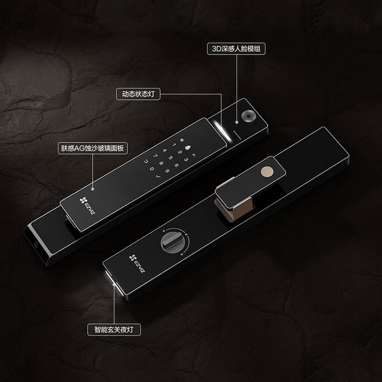 萤石智能家居门锁DL50FVX AI双摄全自动人脸视频锁掌静脉识别 摩卡金