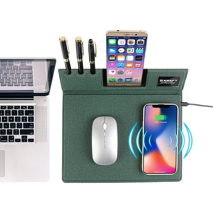 定制礼品无线充电鼠标垫多用途LED发光手机支架 5V-2A