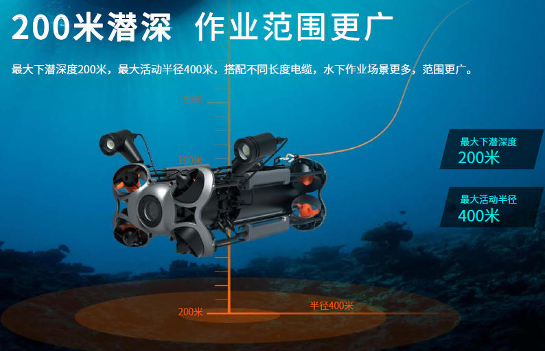 SL-ROV工业级水下机器人 无人遥控潜水器 水下救援打捞机器人 水下200m