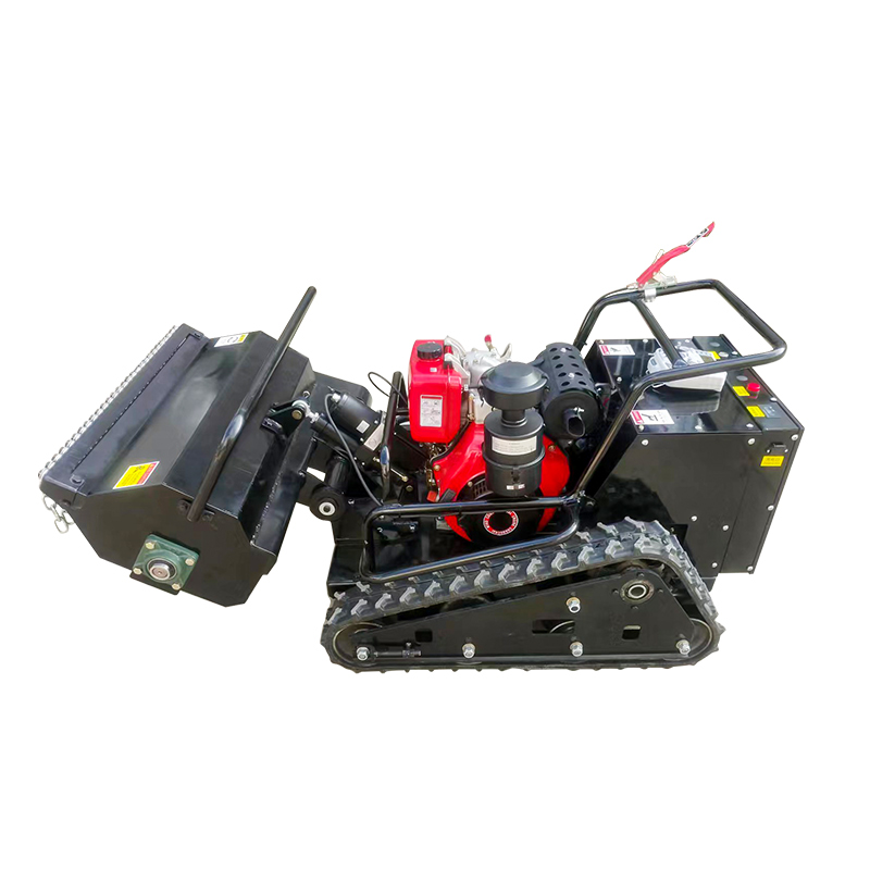 小型遥控碎草机12马力柴油割草机多地形履带式除草机 黑色