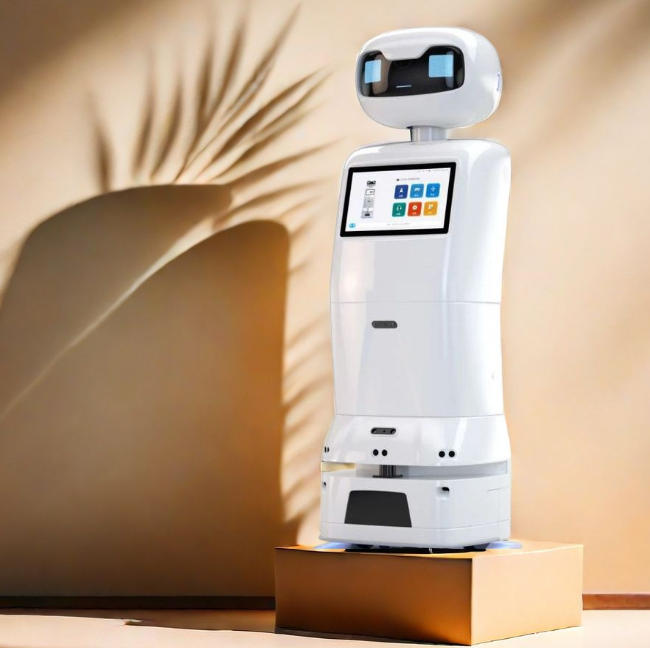 陪伴智能服务机器人 感知环境强 人形设计 低速驾驶 白色