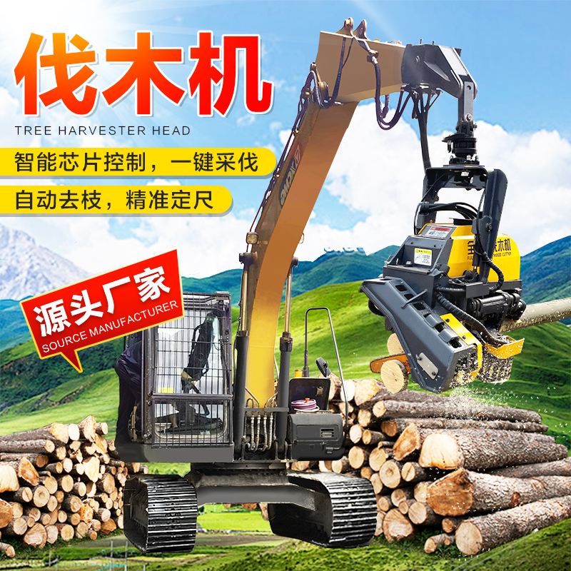 全自动液压伐木机 360度旋转多功能抱夹锯 林木砍伐去枝 hx5411
