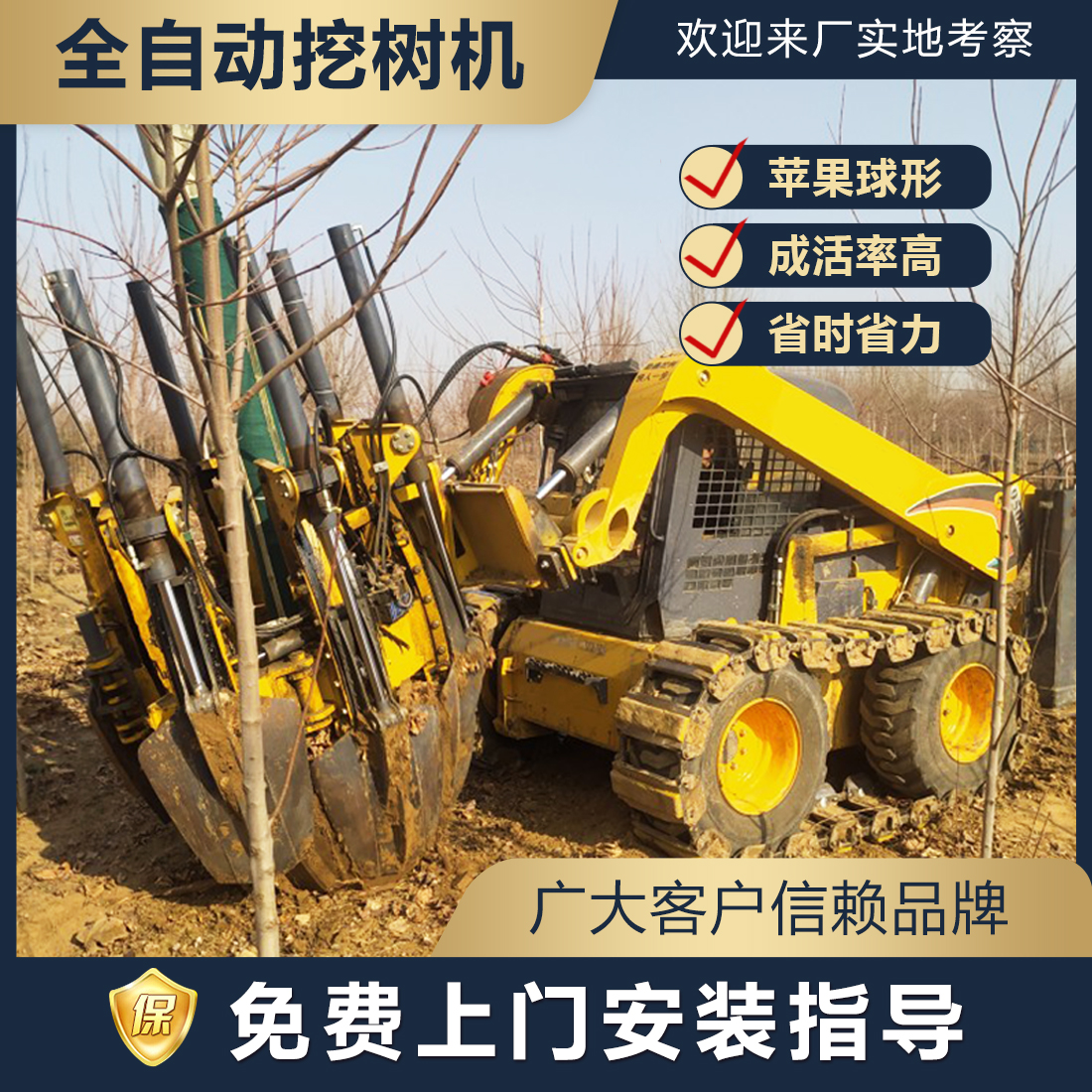 带土球挖树机 苗圃林木断根移树机 瓣式绿化带挖树机械 鸿信重工