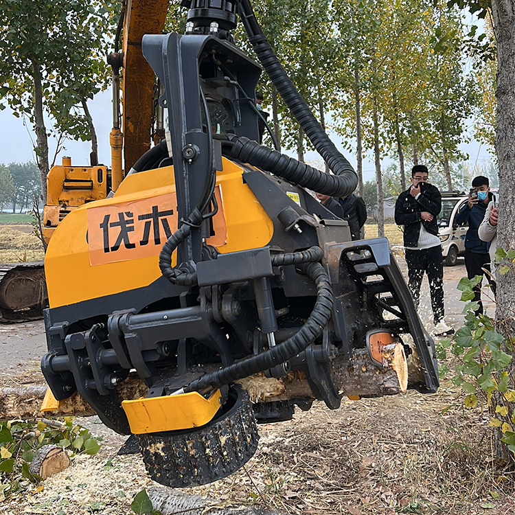全自动智能液压伐木机 多功能抱夹锯 挖掘机改装林业机械设备 鸿信重工