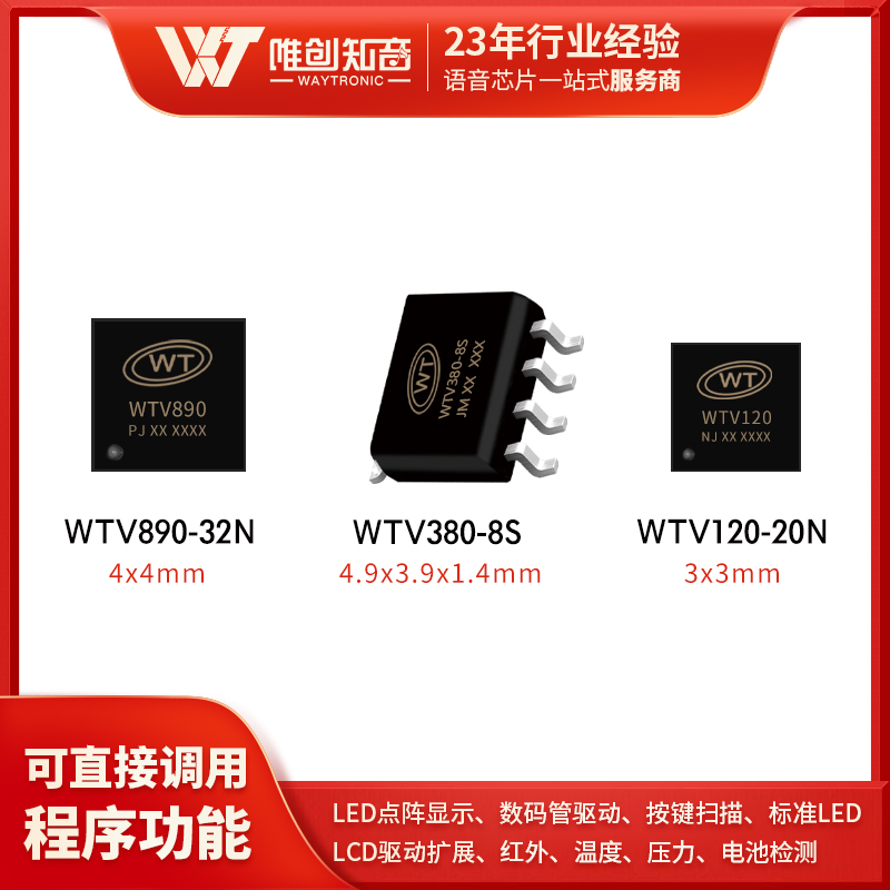 唯创知音 WTV语音芯片 口算宝ic 丰富IO口资源定制方案 Flash256 