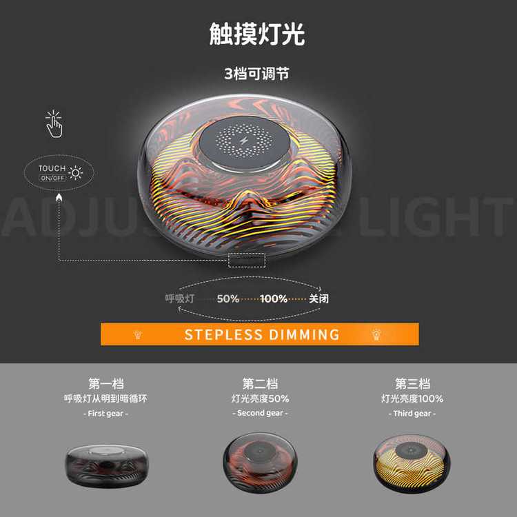 手机无线充夜灯 S06 雅物回礼实用创意小礼品 ABS+透明PPT