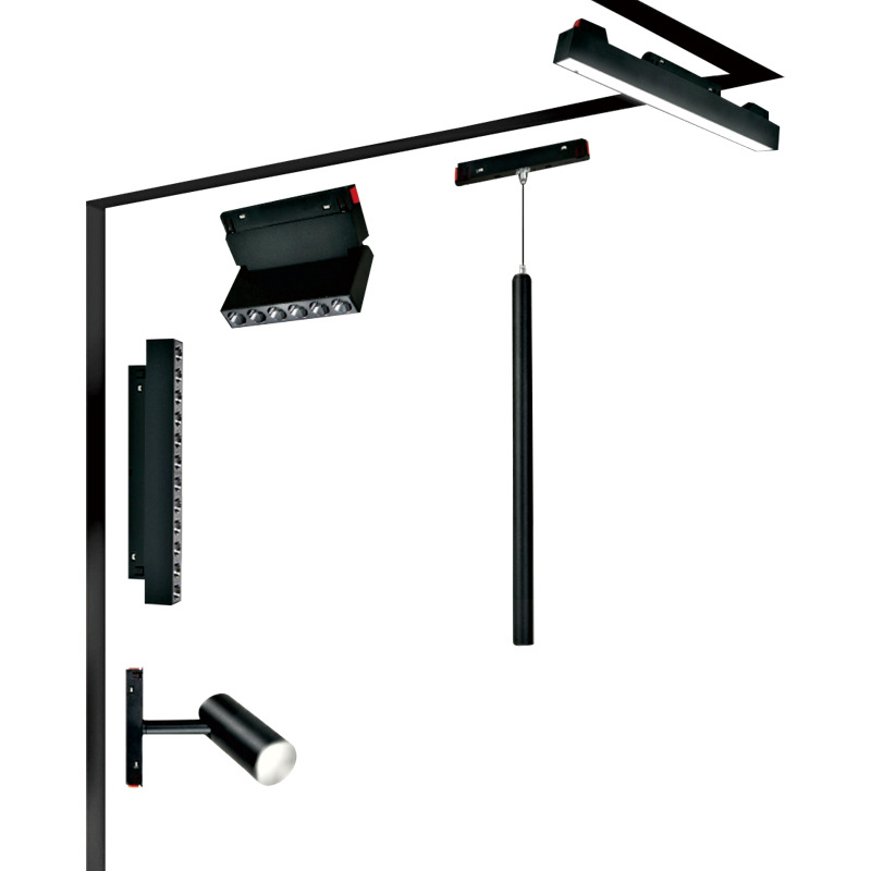 超麦智能磁吸轨道灯 嵌入式无边框无主折叠格栅灯 嵌入式