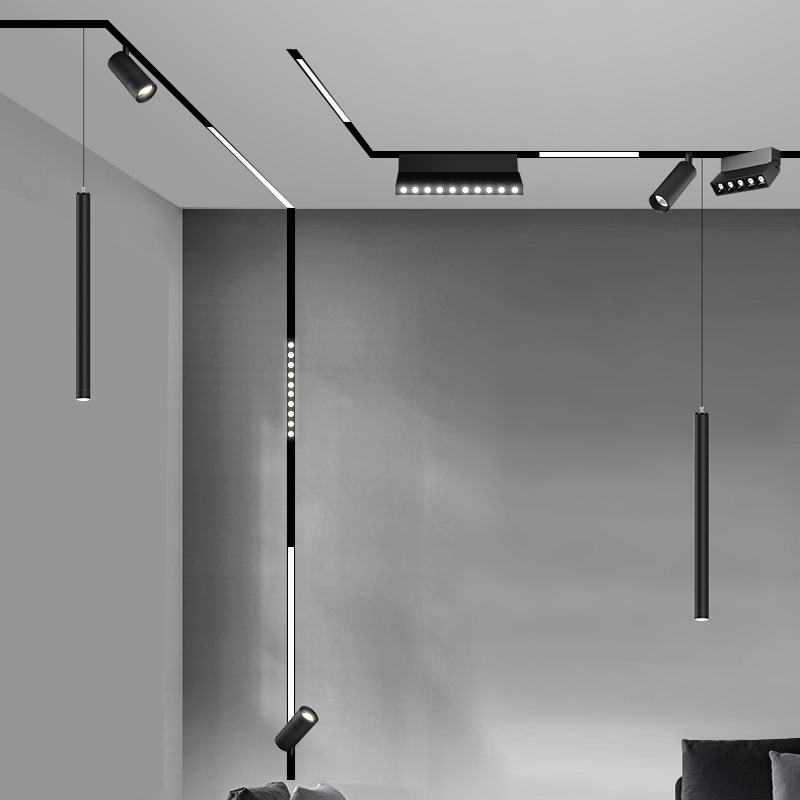超麦智能磁吸轨道灯 嵌入式无边框无主折叠格栅灯 嵌入式
