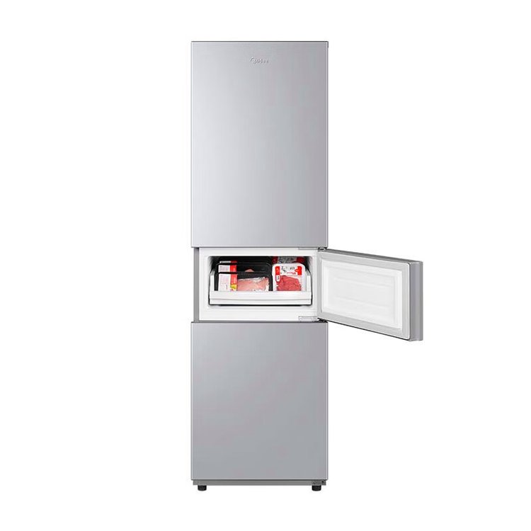 美的 冰箱三门分区储存 冷冻冷藏箱家用厨房节能家电 银色