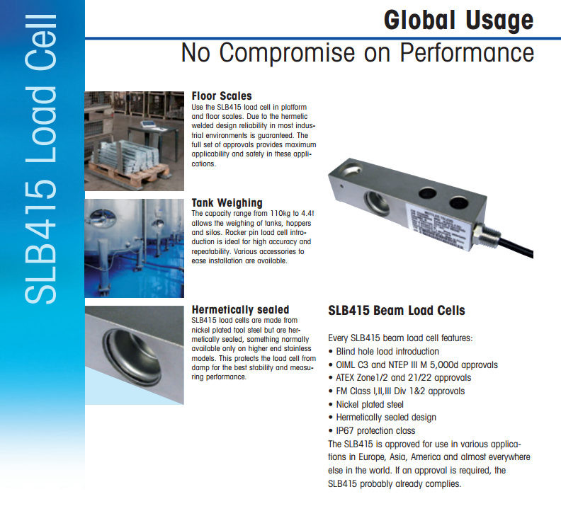 SLB415-1.1T 梅特勒托利多 Mettler-Toledo SLB415-550KG称重传感器