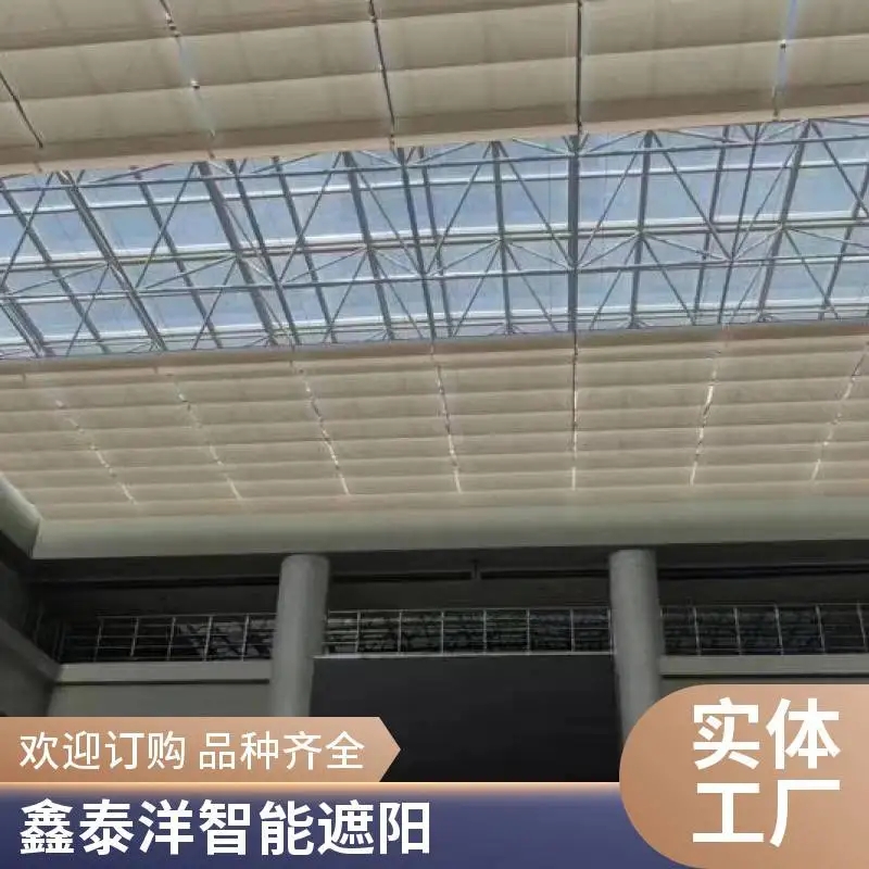 采光顶遮阳帘 阳光房防晒电动遮阳棚 遥控天棚帘 上门测量安装 米色