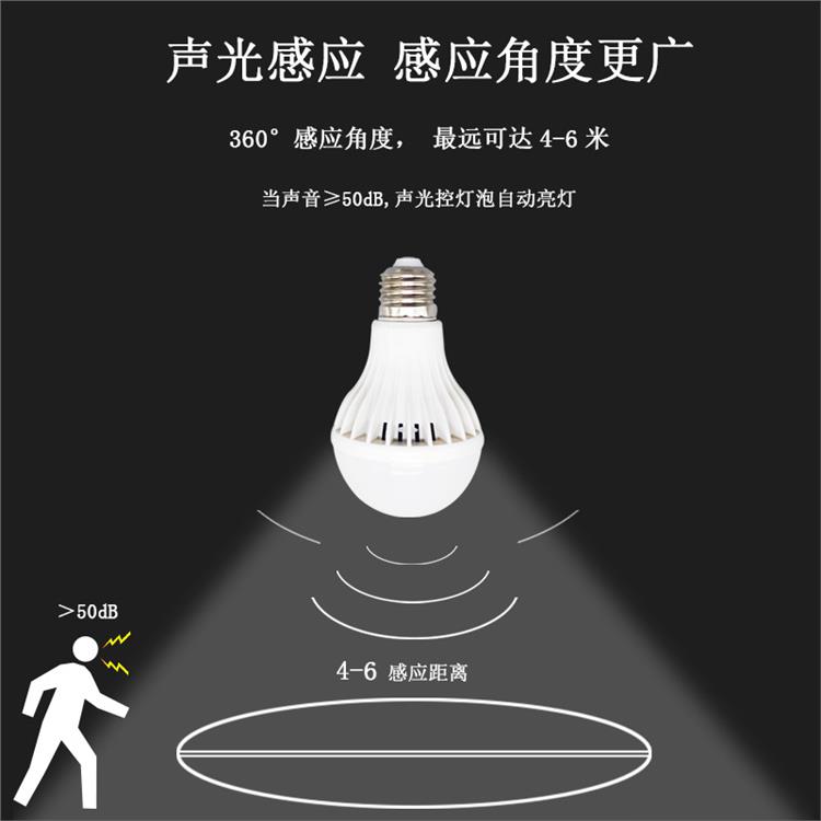声控灯泡 led声光控球泡灯 楼道走廊仓库智能感应灯泡 9W