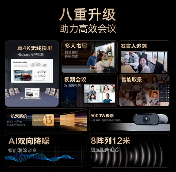 海信98英寸会议平板一体机多媒体触摸屏教学培训办公会议白板 LED