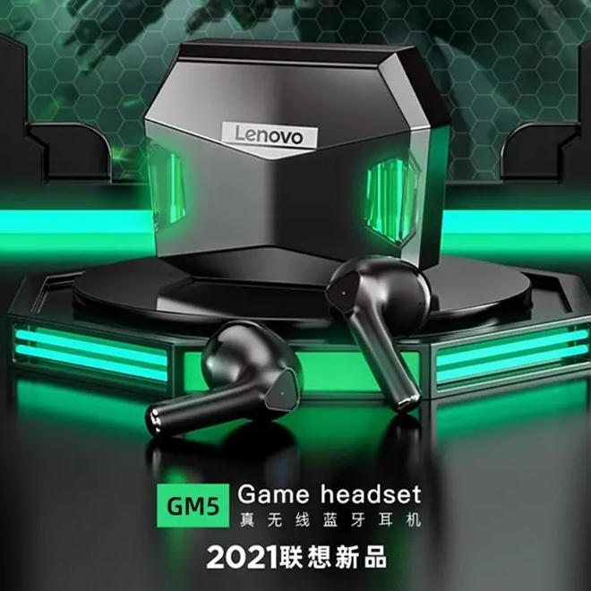 联想GM5电竞游戏专用无延迟蓝牙耳机高音质超长续航高端半入耳式 黑色