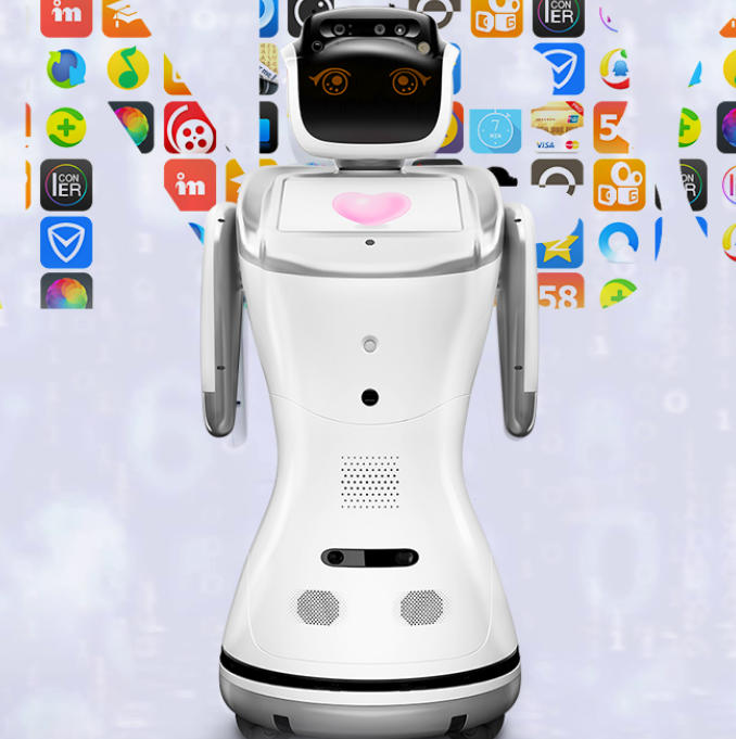 ai服务机器人 医院系统对接 物品配送 满足用户多需求 银色+黑色