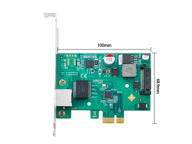 PCIe转单口2.5G POE图像采集卡,IO-POE225-GLAN 短铁片