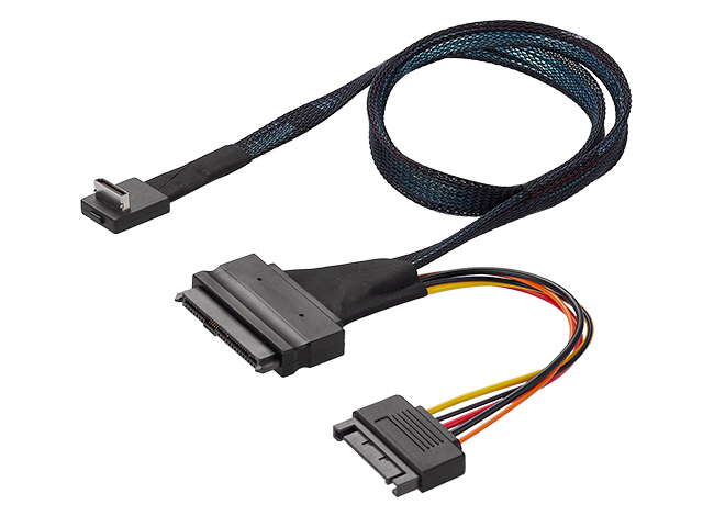 Oculink SFF8611转SFF8639 0.5m 90度,IO-CAB861159 乐扩