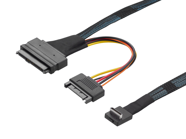 Oculink SFF8611转SFF8639 0.5m 90度,IO-CAB861159 乐扩