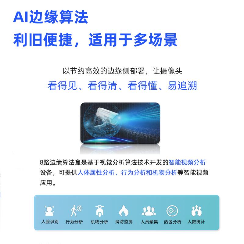 配置数十种算法分析B2加油站吸烟检测工地安全帽检测边缘算法盒子 黑色