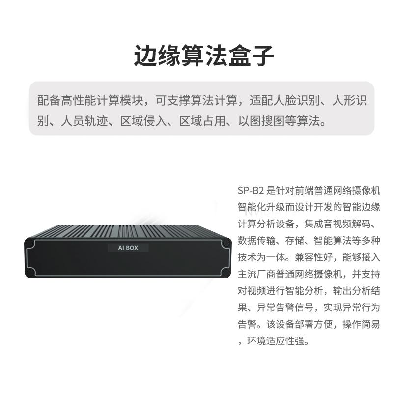 配置数十种算法分析B2加油站吸烟检测工地安全帽检测边缘算法盒子 黑色