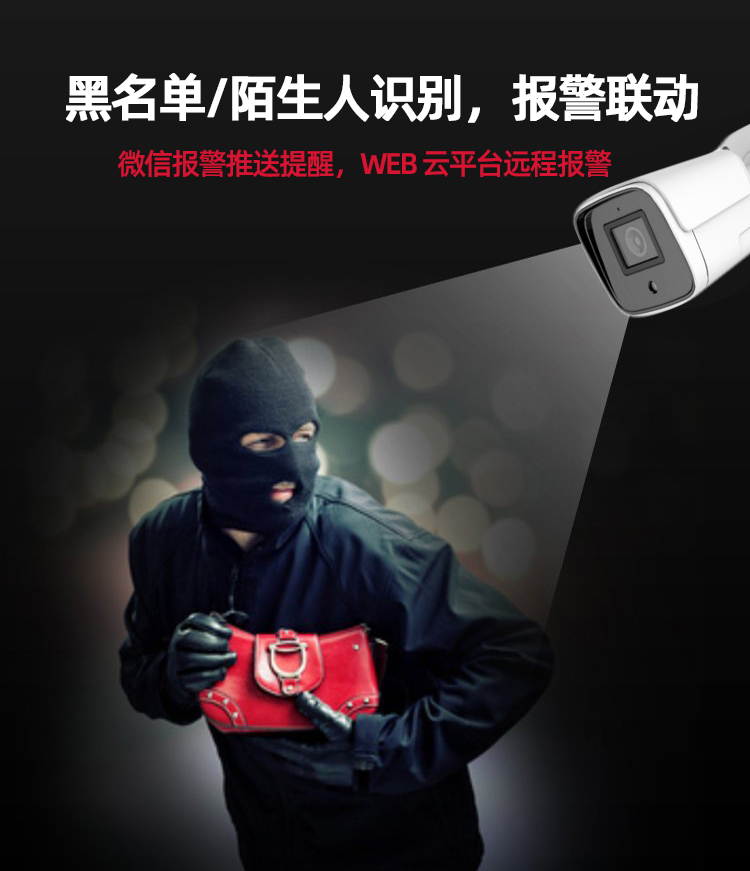 AI摄像头会场工厂远程推送提醒白名单人脸识别监控酒店陌生人抓拍 蜂鸣