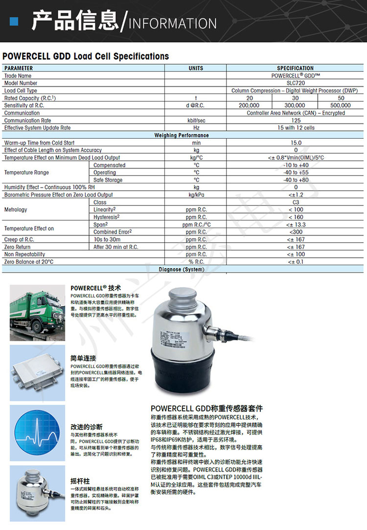 SLC720-30T/GDD-30T数字称重传感器梅特勒托利多 GDD传感器 摇柱式